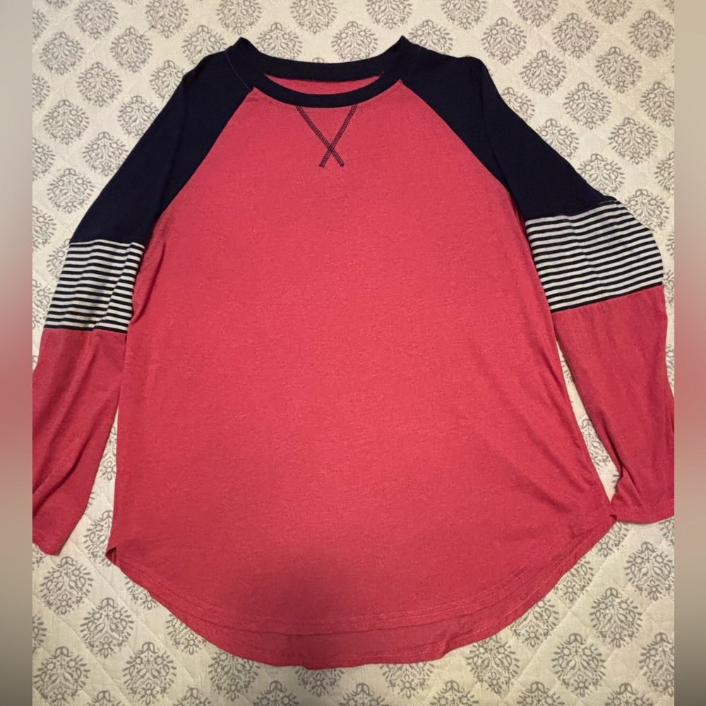 Red and Navy Long Sleeve Shirt